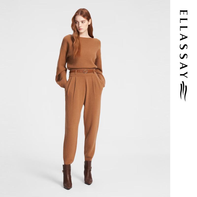 ELLASSAY Women's Autumn Relaxed Merino Wool Blend Boat Neck Knit Sweater