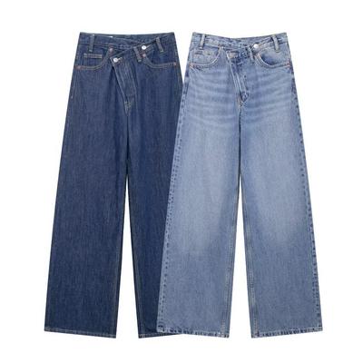 Herfst Dames Denim Jeans Casual Dames Rits Wijde Pijp Lange Broek Vintage Zakken Losse Streetwear Baggy Chique Broek