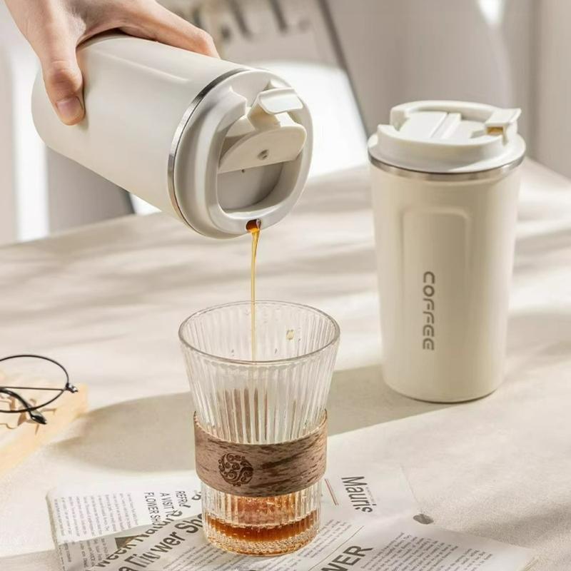 Large Capacity Double-layer ulated Coffee Cup Portable Sealed 304 Stainless Steel Thermos Cup Tumbler With Lid Drinkware