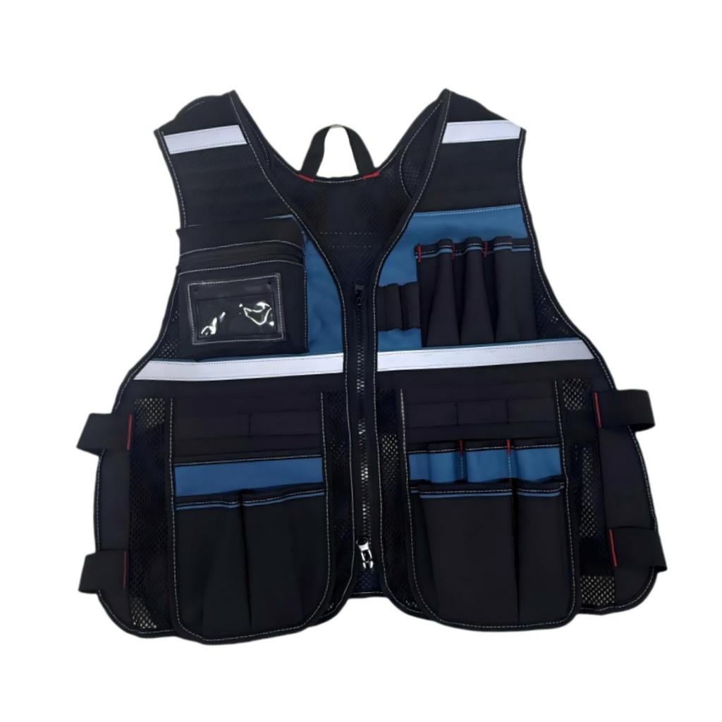 Electrician Work Vest Adjustable Utility Tool Organizer with Multiple Pockets Oxford Cloth Wear