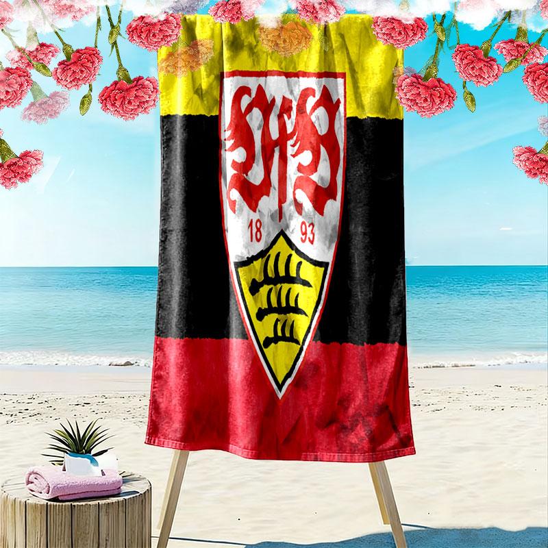 Stuttgart Heart Print Beach Towel, Large Soft Quick Dry Towel for Beach Camping Swimming