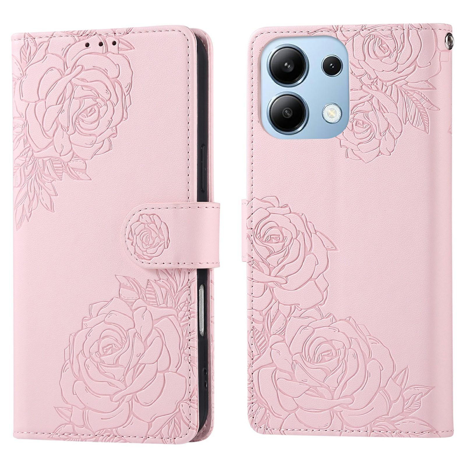 

Чохол для Xiaomi Redmi Note 13 4G з гаманцем з PU шкіри з квіткою троянди та 3 слотами для карток D