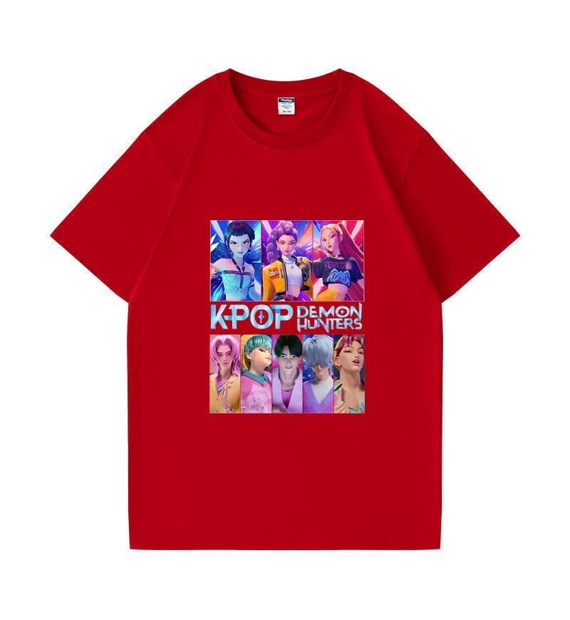 Kpop Łowcy Demonów HUNTRIX Saja Chłopcy Koszulki Dziewczęce Okrągły Dekolt Casualowe Damskie Letnie Koszulki Bawełniana Koszulka Wysokiej Jakości Odzież Topy