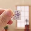 1Conjunto 1:12 Casa de bonecas Conjunto de chá em miniatura Canecas de chá de porcelana Jarras com bandeja Decoração para casa