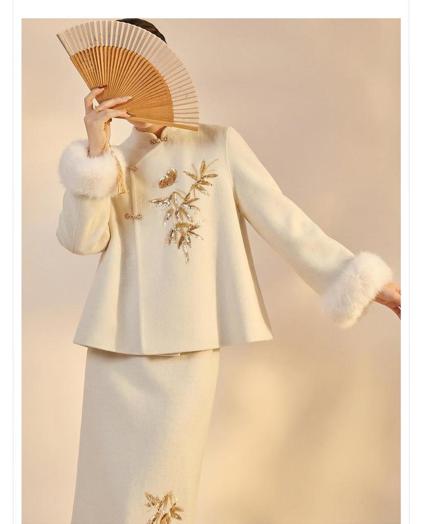 2026 Embroidered Chinese Style Women's Jacket & Skirt Set NZ042