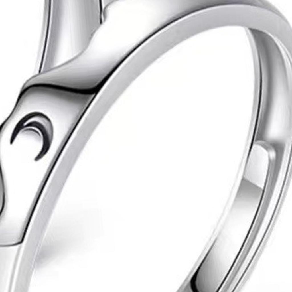 2pcs Sea Open Ring Set Adjustable Personalized Sun Couple Open Ring for Men Women Dating
