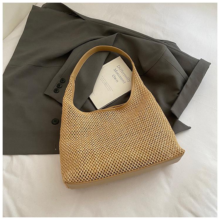 

2025 women s woven bag fashion summer fashion foreign style large capacity seaside travel straw hand shoulder women s bag хаки