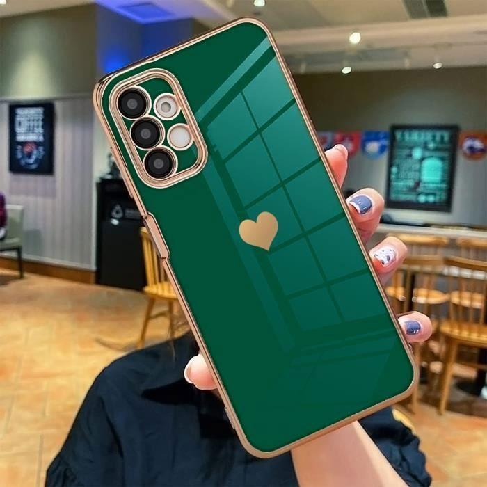 Coque - Booling - pour Samsung Galaxy S22 Ultra - Silicone - Antichoc - Motif Coeur - Vert Foncé