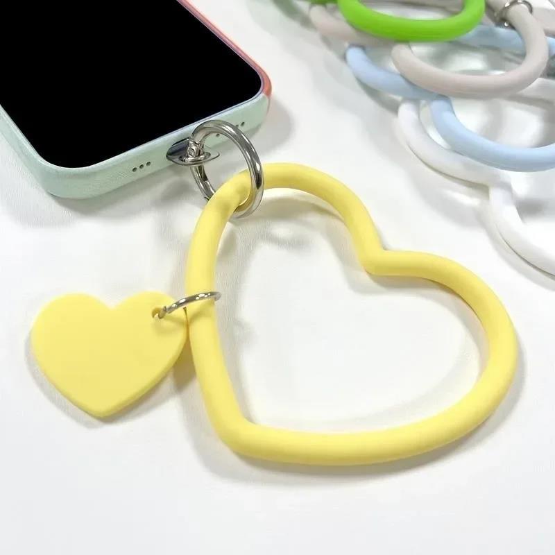 1Pc Silicone Heart Loop Cell Phone Hand DYM Wrist Strap With Key Chain Holder - Universal Mobile Straps For All Smartphones
