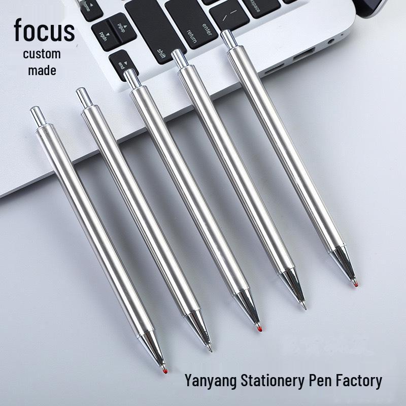

Stainless Steel Click Ballpoint Pen with Plated Barrel and Advertising Gift LOGO Click Mechanism