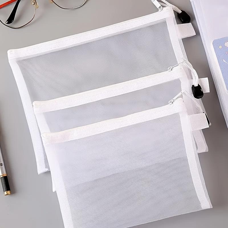 3pcs Zipper Mesh Bags, 3 Sizes, Zipper Mesh Bags, Waterproof Clear Travel Bags, Office Supplies Document Bags With Zipper