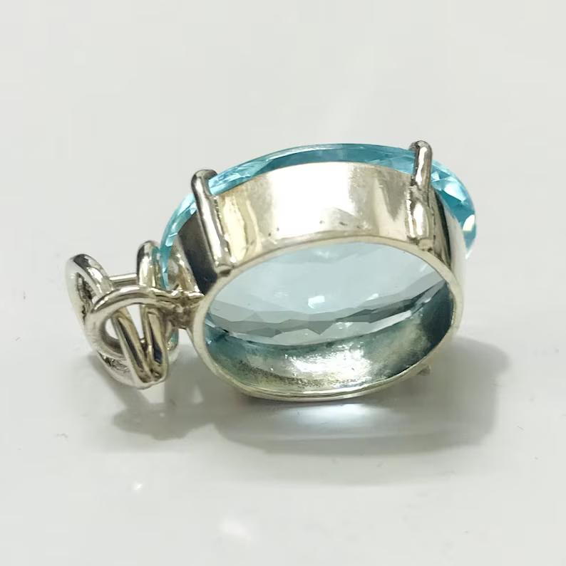 Certified Natural Aquamarine Large Pendant, 925 Sterling Silver Pendant For Men And Women