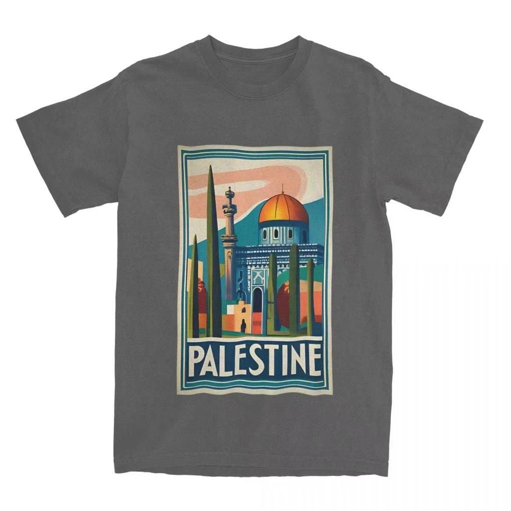2025 Summer Couple T-Shirt Vintage Palestine Jerusalem Peace T Shirts Leisure Summer Tees Aesthetic Print Cotton Tops Gift Idea