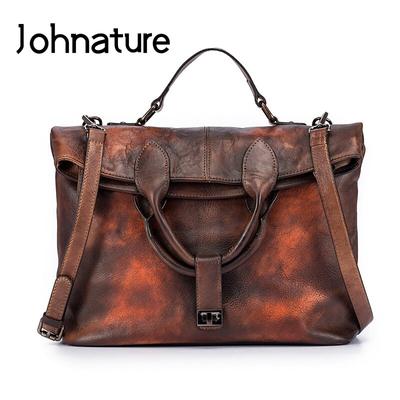 Borse di lusso Borse da donna Borsa a tracolla a tracolla in tinta unita di grande capacità in pelle di mucca primo strato retrò