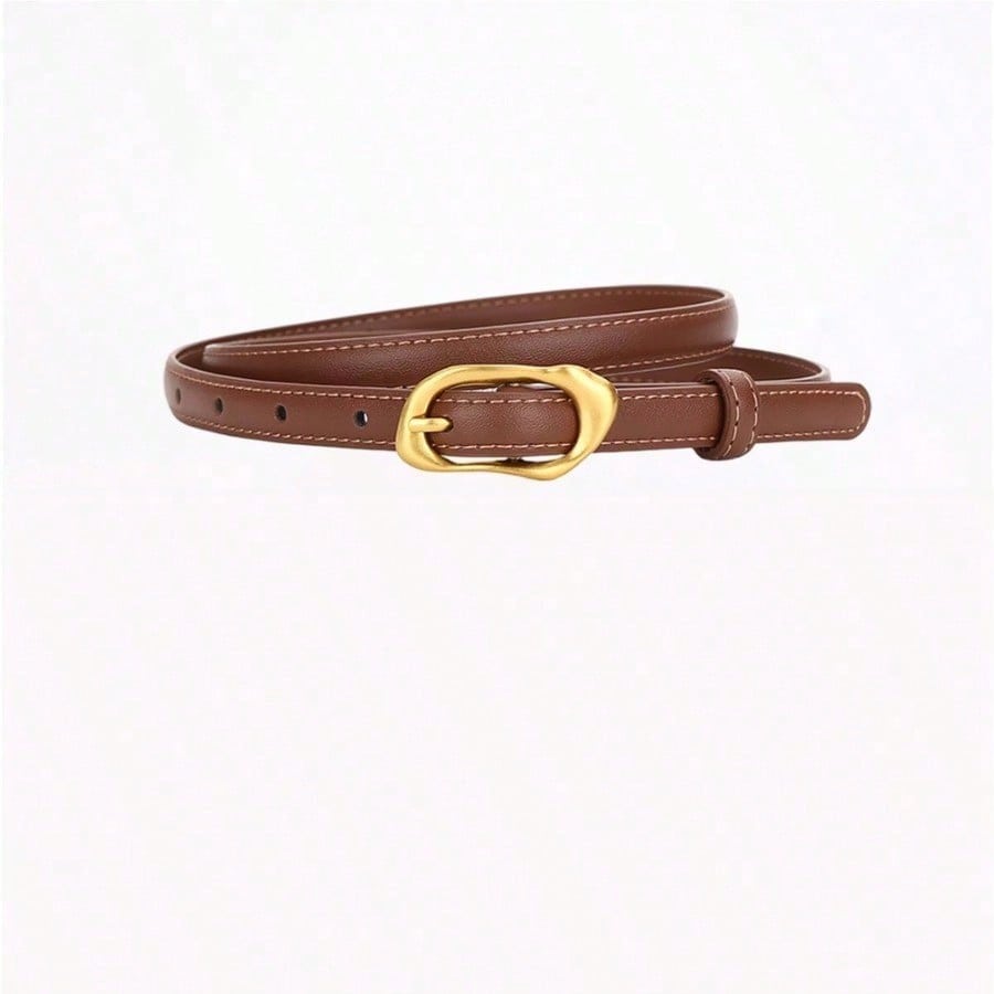 Simple Solid Color Pin Buckle Belt Versatile Temperament Slim Belt Women's Dress Belt