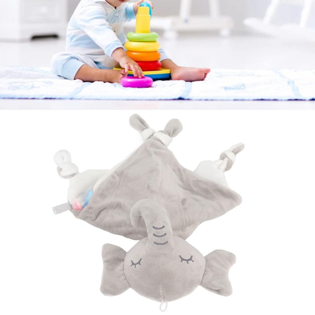 Ongwan Baby Bath Towel, Baby Pacifier Towel, Plush Cartoon Doll, Infant Burp Cloth Handkerchief, for Babies 3 Months and Up (Elephant)