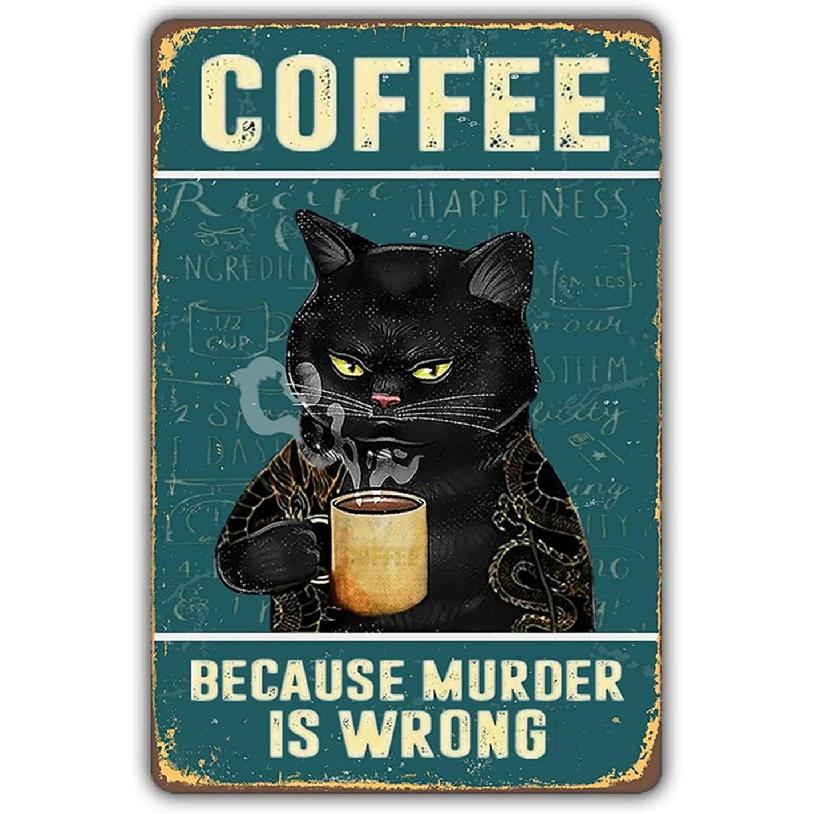 Fmcmly I Do What I Want Funny Black Cat Decor Tin Signs Cute Cat Personalized Metal Poster Wall Art Decor Sign for Home Bathroom Garden Restroom