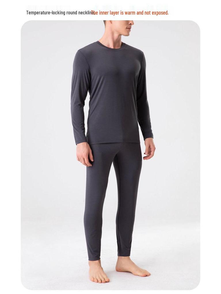 Męski jesienny zestaw bazowy Lenzing Modal - Dopasowany krój z długim rękawem i spodniami