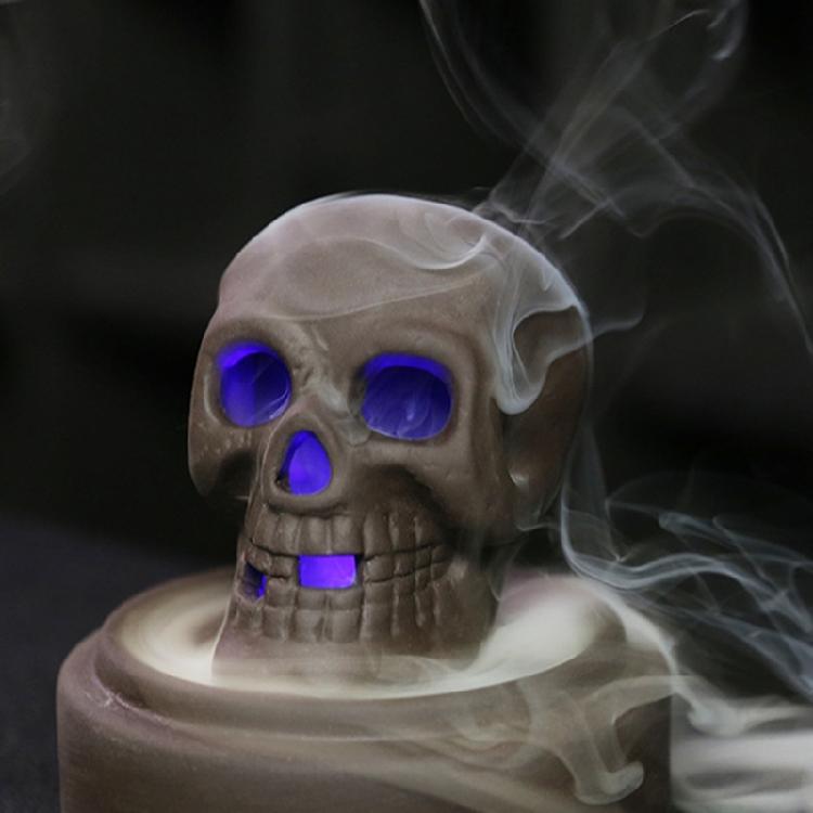 Windproof Lampshade LED Skull Ceramics Incenses Burners Waterfall Backflow Incenses Cones Holders for Home Decoration