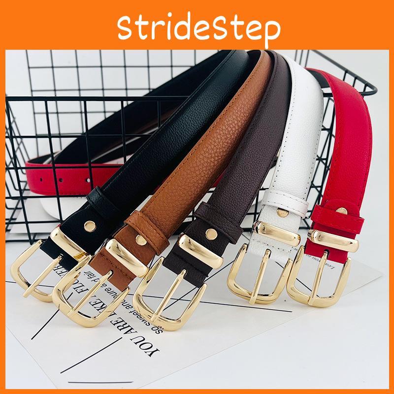 Pu Womens Modern Leather Belt With Gold Metal Pin For Office Casual Daily