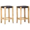 Day and Night - Day and Night Kitchen Stools 2 Units Black Genuine Leather 75 Cm