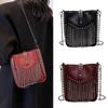 PU Retro Schultertasche für Damen Pumpe Handtasche Handtasche mit großem Fassungsvermögen Messenger Bag High-End Quasten-Ketten-Tasche