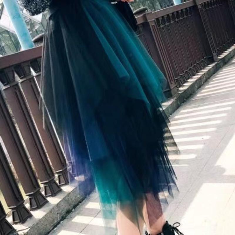 Elastic Waist Tulle Skirts Women Fashion Elastic High Waist Mesh Tutu Skirt Peated Midi Sexy Girls Dress