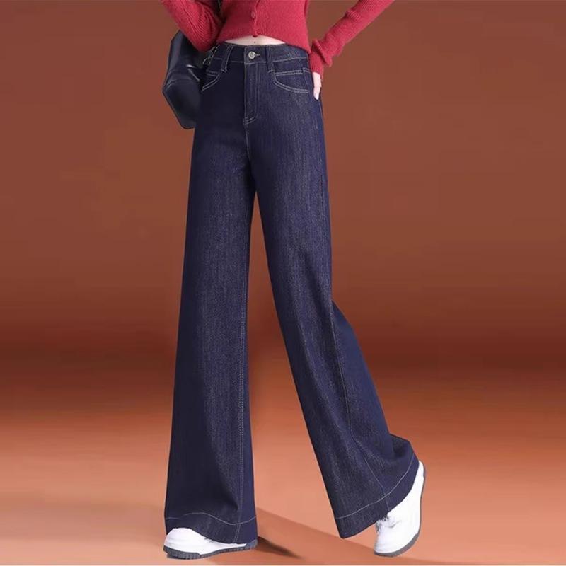 Women s Retro High-Waisted Velvet Wide-Leg Jeans - Autumn/Winter 2025 Trendy Straight-Leg Pants XL