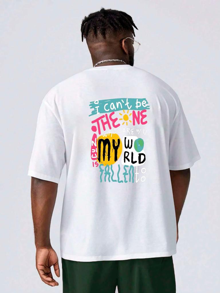 Korean Version Letter Women Back Graphic T-shirt Casual Loose Unisexga Short Sleeve Tees Shirts O-neck White Cotton 100% T Shirts