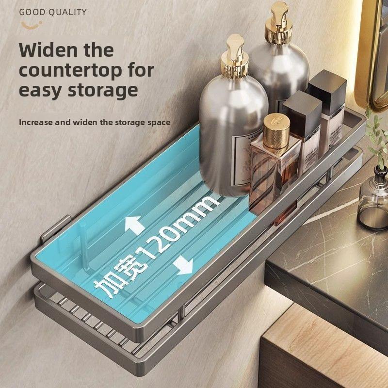 Bathroom Wall Mount Storage Rack With Steel Surface For Household Organization