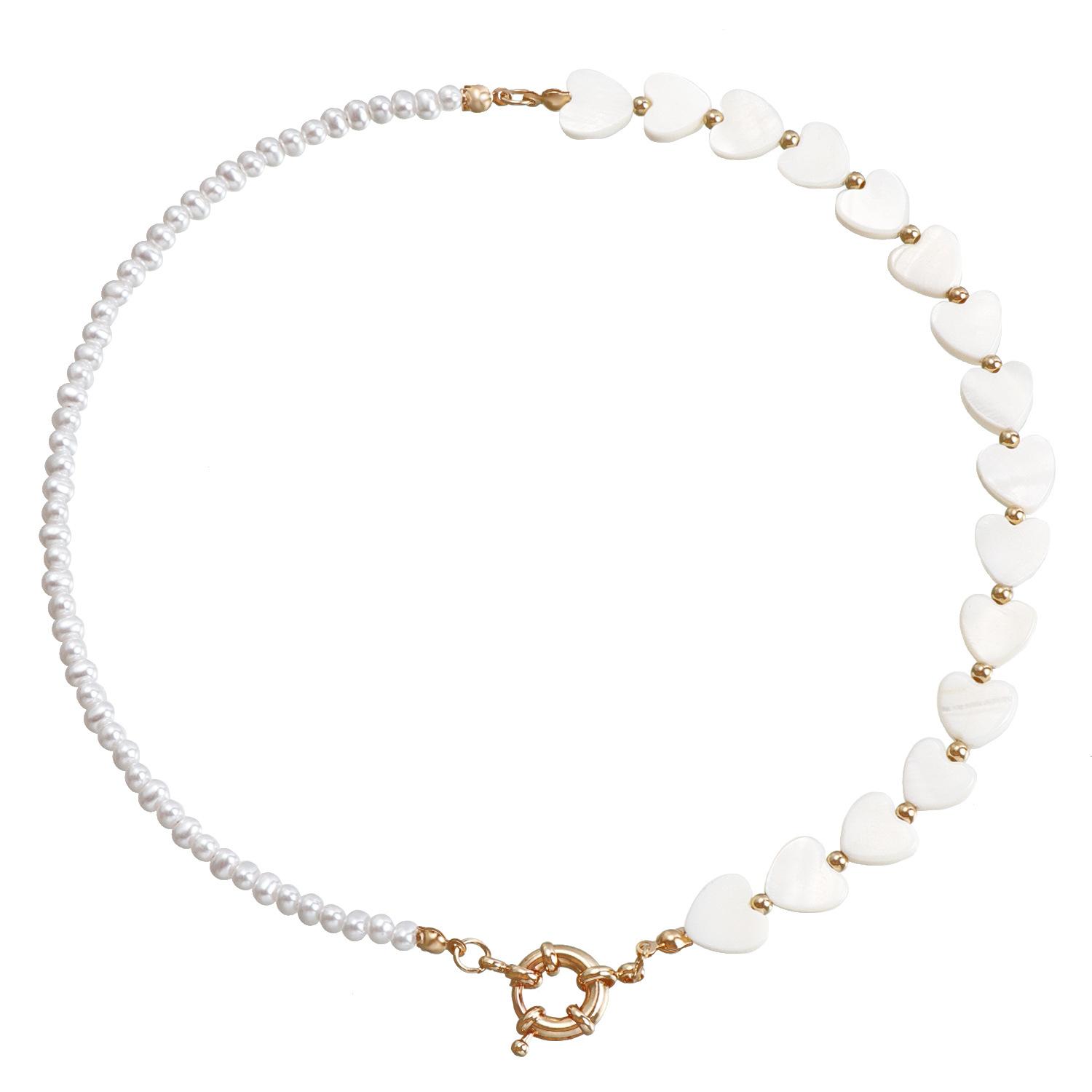

Jewelry Simple Single-Layer Shell Love Splicing Neck Chain Necklace Jewelry Women S Imitation Pearl Beaded Necklace