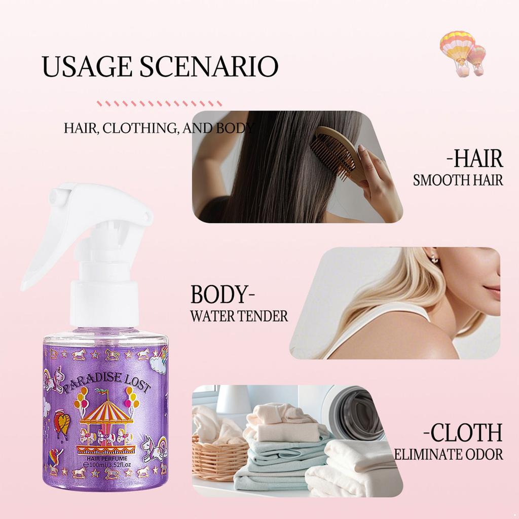 Refreshing Perfume Spray for Women Men - Long Lasting Fragrance Mist Suitable for Body Hair and Clothing