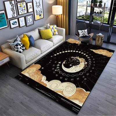 Mondphasen Blumendesign Teppich Geeignet für den Einsatz als rutschfeste Spielmatte für Sofas im Wohn- und Schlafzimmer