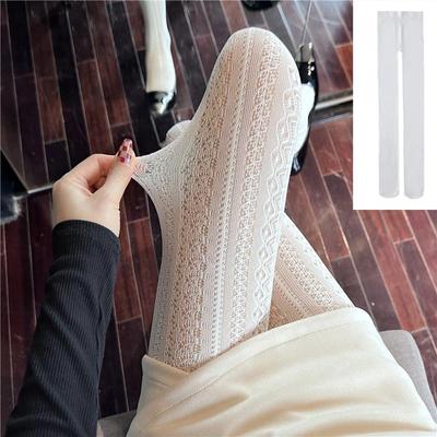 Winter Stovepipe Shaping Lace Vertical Strips Pantyhose for Women