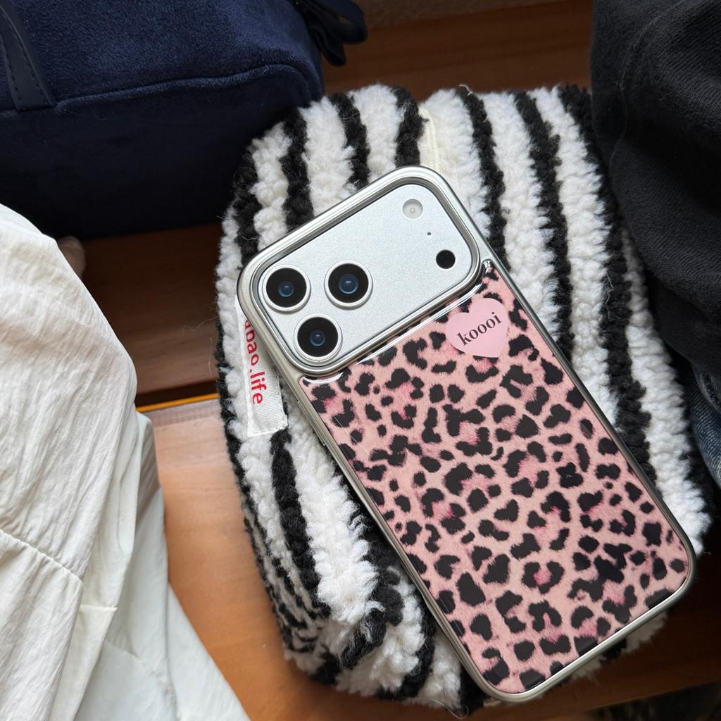 Fashion Advanced Pink Black Leopard Phone Case for iPhone 17 16e 16 15 14 13 12 11 Pro Max X XR XSMAX 8 7 Air Plus Luxury Clear