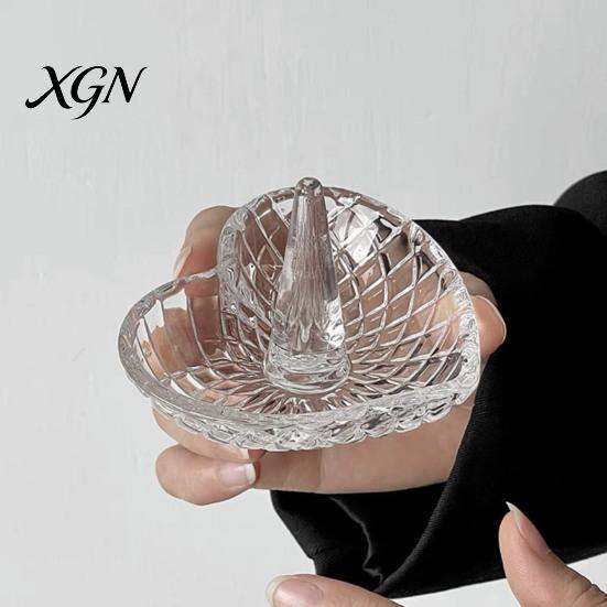 Glas-Ringschale für Hochzeitsgeschenke, Elegante Schmuckschale mit Wasserwellenmuster, Klare Dekorative Aufbewahrungskommode Schmuckschale Nachttisch und Badezimmer