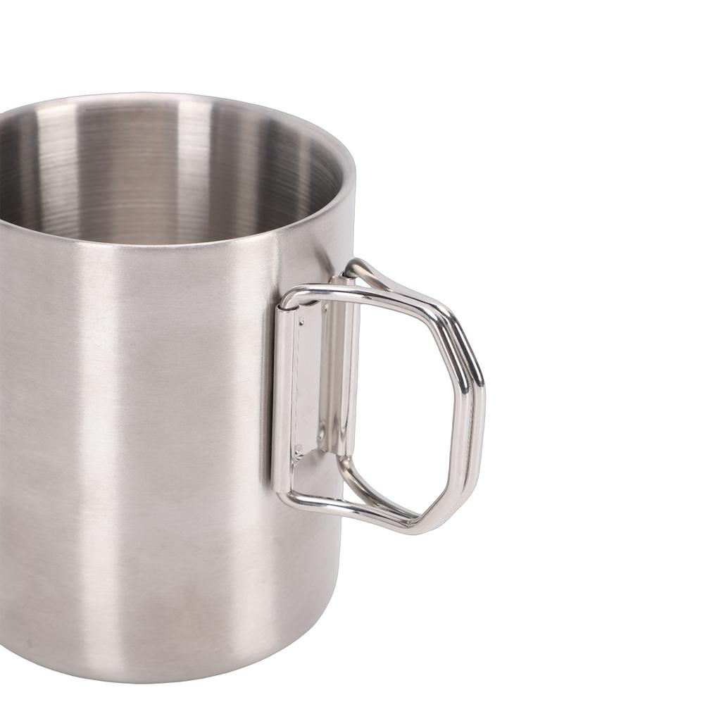 Portable Stainless Steel Camping Tableware Set Double layer Cup Thickened Bowl Plate Knife Fork Spoon Utensil Combo for