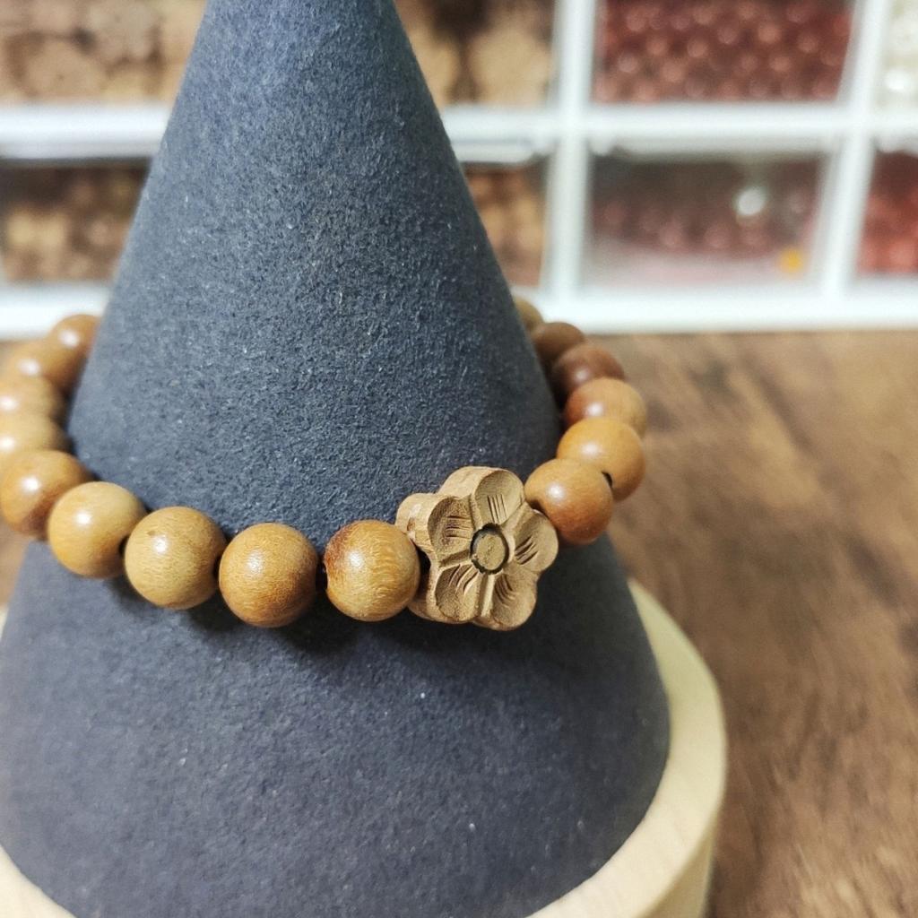 Handmade 8mm Peach Wood Peach Blossom Bracelet, Trendy New Chinese Ethnic Style Unisex Jewelry, Travel Souvenir