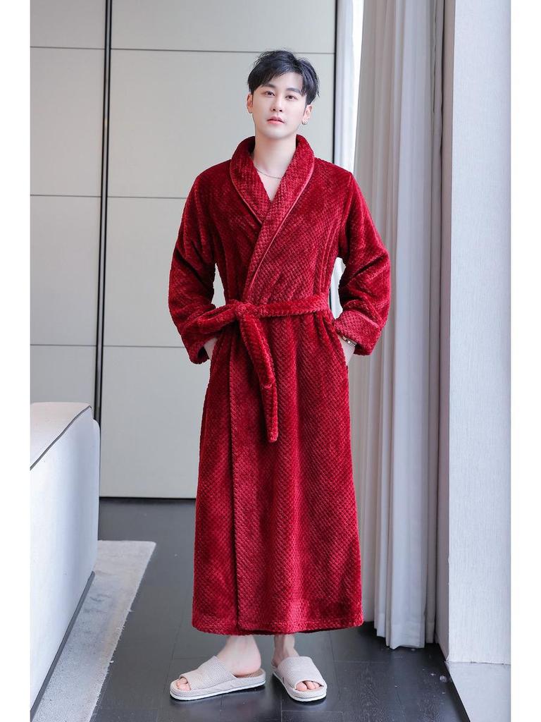 Comfortable Flannel Bathrobe: Thick Long Robe for Women & Couples In Autumn/Winter