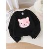 European sizes Pink Cat Face Crewneck Sweatshirt for Kids, Featuring a White Patch. Ideal for Sports And Casual Outings, Soft And Comfy