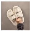 Thick-bottomed fluffy slippers for women's outer wear 2025 new fashion buckle with velvet one-word drag ins thermal cotton slippers