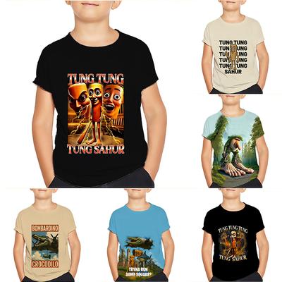 Tung Tung Tung Sahur Meme Koszulki Bombardiro Crocodilo Dzieci Chłopcy Dziewczynki T-shirt Tralalero Tralala Koszulki z krótkim rękawem Topy