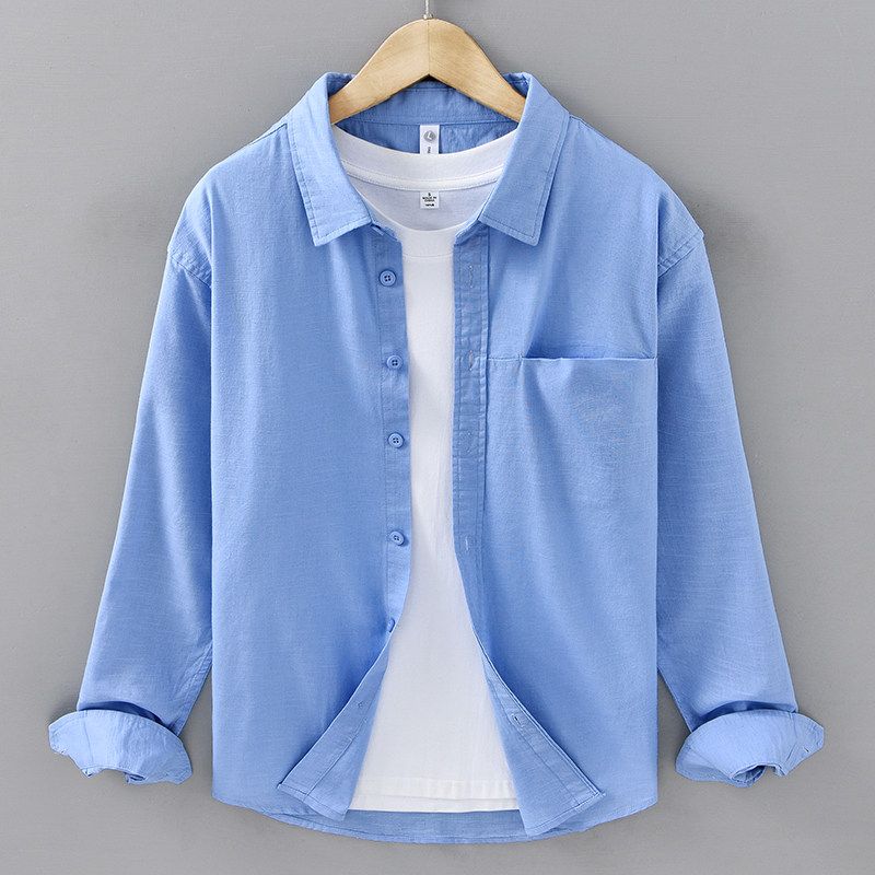 Spring Summer Japan fashion Retro Washed Cotton and Linen Long sleeve Shirts Men's Linen Casual Shirt Loose Breathable New Thin