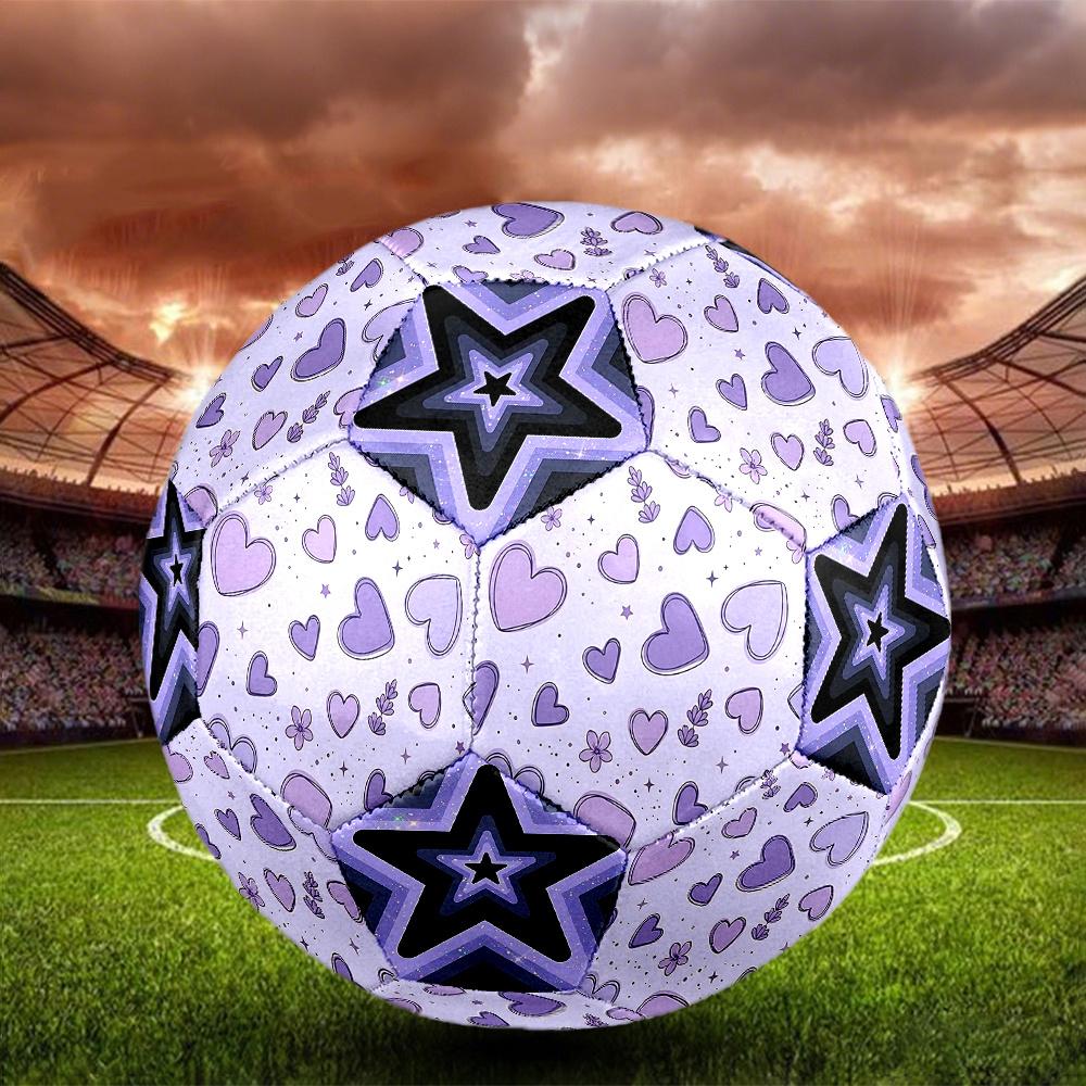 1PC Purple Heart Starry Kaleidoscope Soccer Ball Size 5 Football Machine Sewn Indoor/Outdoor Universal Football A91