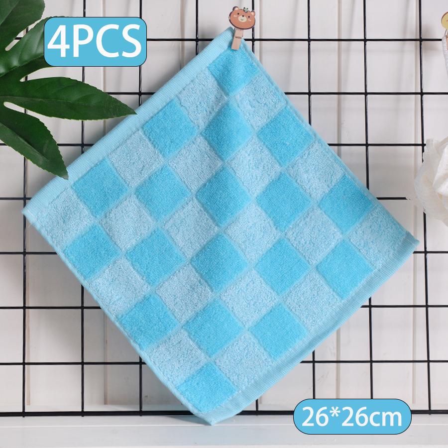 Packung mit 4, farbenfrohe karierte Handtücher, weich und bequem, geeignet zur Verwendung als Handtücher, Gesichtstücher und Kinder-Gesichtstücher.