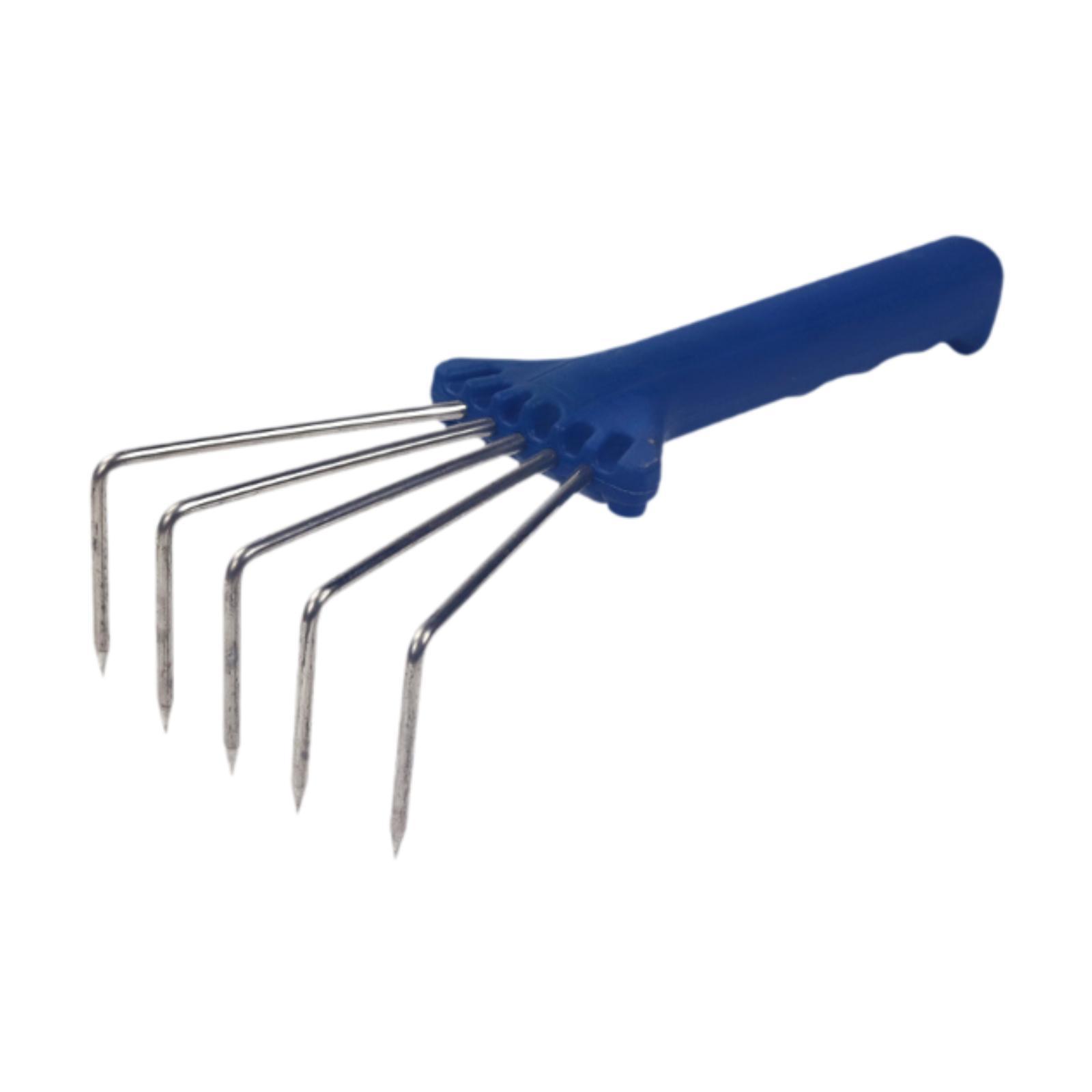 Garden Rake Claw Rake Firm Grip Multipurpose Small Compact Stainless Steel Gardening Tool for Gardener Weed Removal Planting синий