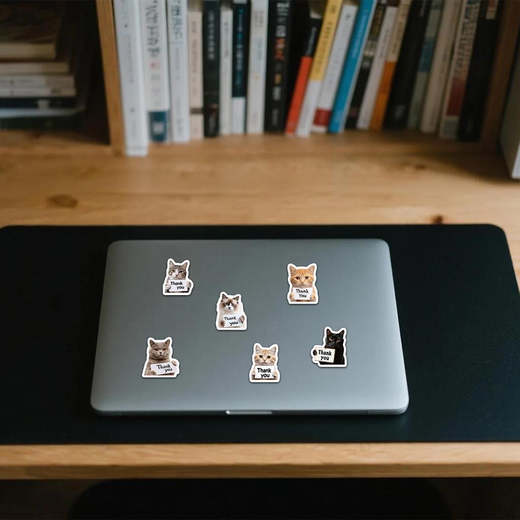 500 Cat Thank You Stickers Roll Cute Self-Adhesive Labels For Small Business Packaging Envelope Seals Packaging