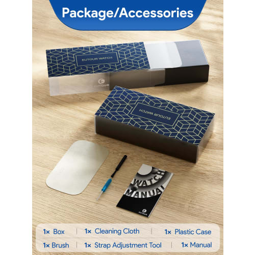 EUTOUR Men's Magnetic Watch with Ball Bearing Design, Quartz Movement, Minimalist Casual Design, Waterproof, 40mm, Rose Gold Dial, Black Stainless Ste