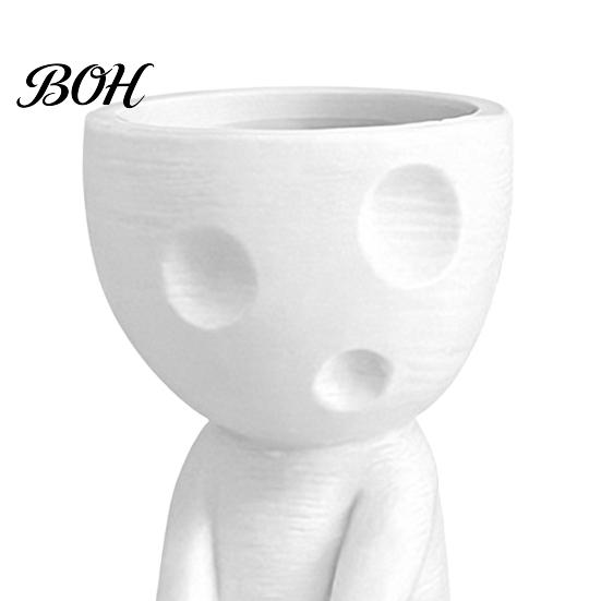 Cute Desk Organizer for Students Abstract Character Pen Holder, Resin Sitting Figure Pencil Unique Storage Box Remote Control Cup, Multi-functional