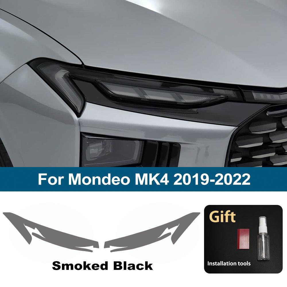 

For Mondeo MK4 2014-2026 High-Gloss Smoke Black Pre Cut Car Headlight Protective Film TPU PPF Anti-Scratch Car Vinyl Wrap Kit For Mondeo 19-22 SMK